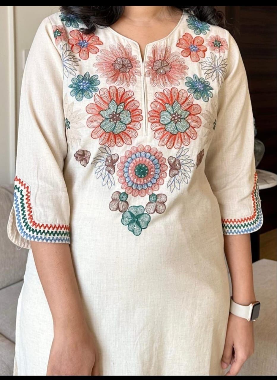 Aira Soft Cream Floral Kurta Set