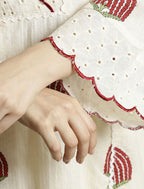 Scalloped Ivory Floral Embroidered cord -sets