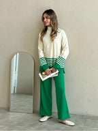 Ribbed Knit Turtleneck & Wide-Leg Pant Set
