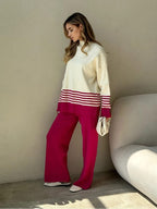 Ribbed Knit Turtleneck & Wide-Leg Pant Set