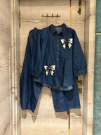 Whimsical Denim Shirt & Pant Set